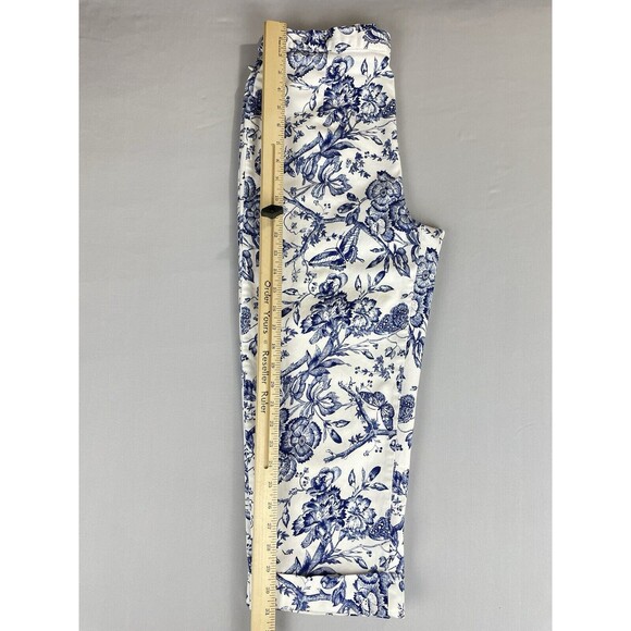 Bill Blass White Floral Print Capri Jeans Women's 8 Perfect Fit High Rise Mom - Picture 16 of 16